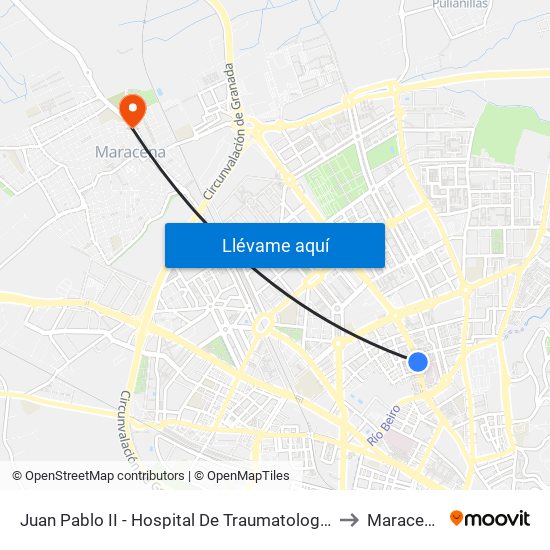 Juan Pablo II - Hospital De Traumatología to Maracena map