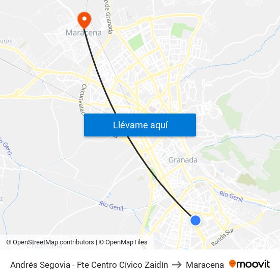Andrés Segovia - Fte Centro Cívico Zaidín to Maracena map