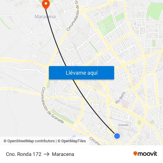 Cno. Ronda 172 to Maracena map