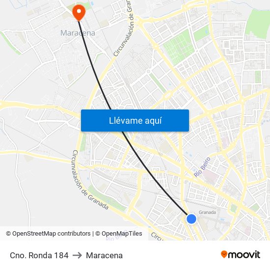 Cno. Ronda 184 to Maracena map