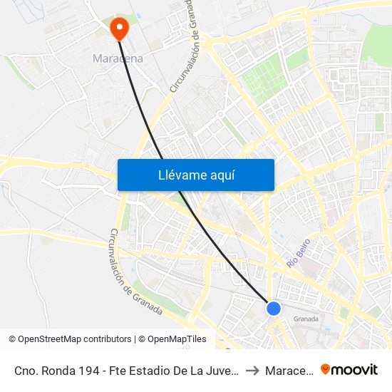 Cno. Ronda 194 - Fte Estadio De La Juventud to Maracena map