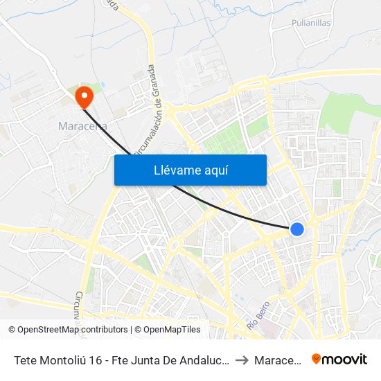 Tete Montoliú 16 - Fte Junta De Andalucía to Maracena map