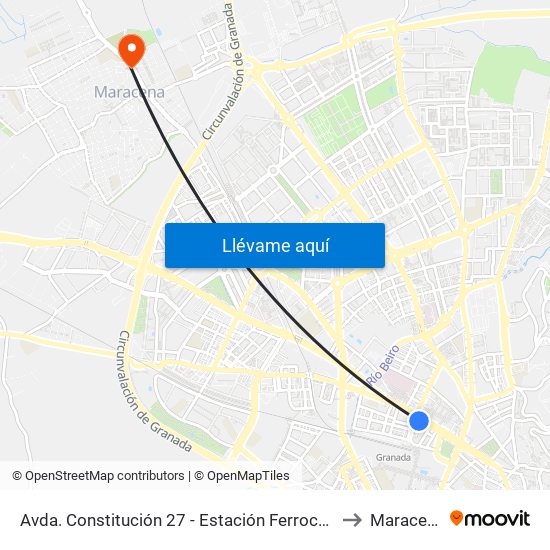 Avda. Constitución 27 - Estación Ferrocarril to Maracena map