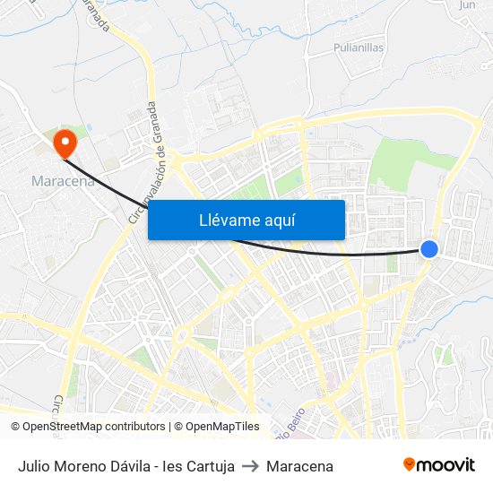 Julio Moreno Dávila - Ies Cartuja to Maracena map
