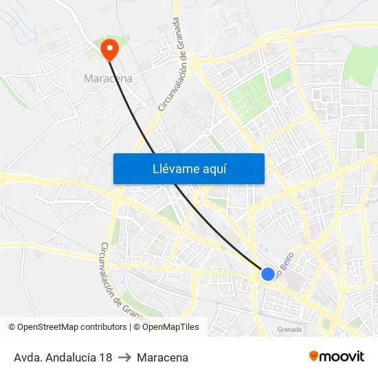 Avda. Andalucía 18 to Maracena map