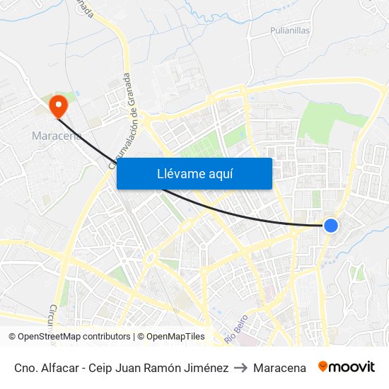 Cno. Alfacar - Ceip Juan Ramón Jiménez to Maracena map