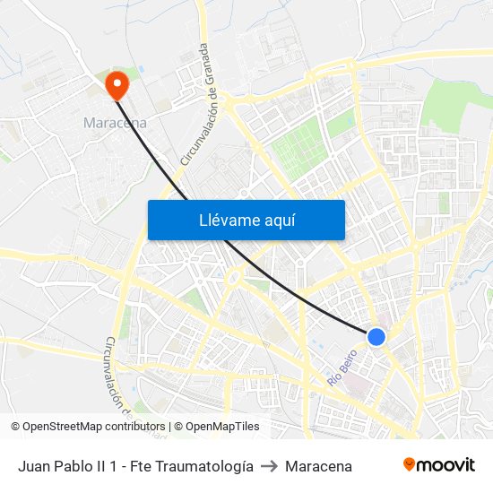 Juan Pablo II 1 - Fte Traumatología to Maracena map