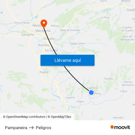 Pampaneira to Peligros map