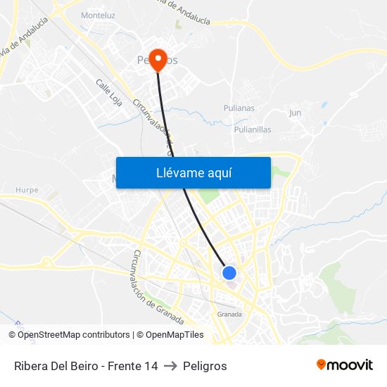 Ribera Del Beiro - Frente 14 to Peligros map