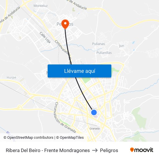 Ribera Del Beiro - Frente Mondragones to Peligros map