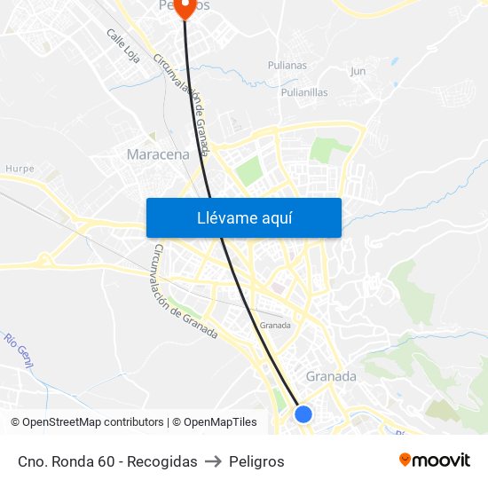 Cno. Ronda 60 - Recogidas to Peligros map