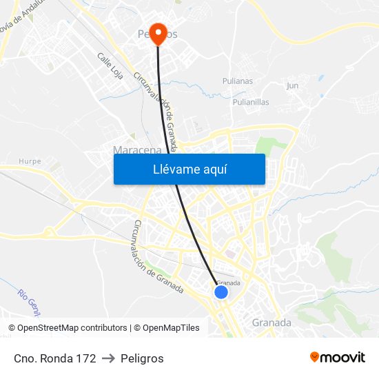 Cno. Ronda 172 to Peligros map