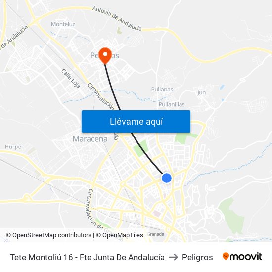 Tete Montoliú 16 - Fte Junta De Andalucía to Peligros map