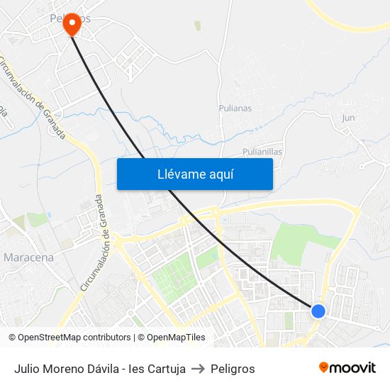 Julio Moreno Dávila - Ies Cartuja to Peligros map