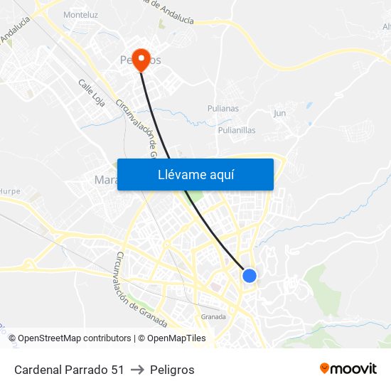 Cardenal Parrado 51 to Peligros map