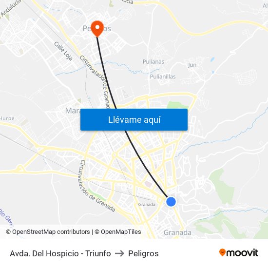 Avda. Del Hospicio - Triunfo to Peligros map