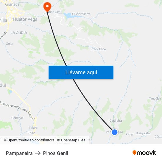 Pampaneira to Pinos Genil map
