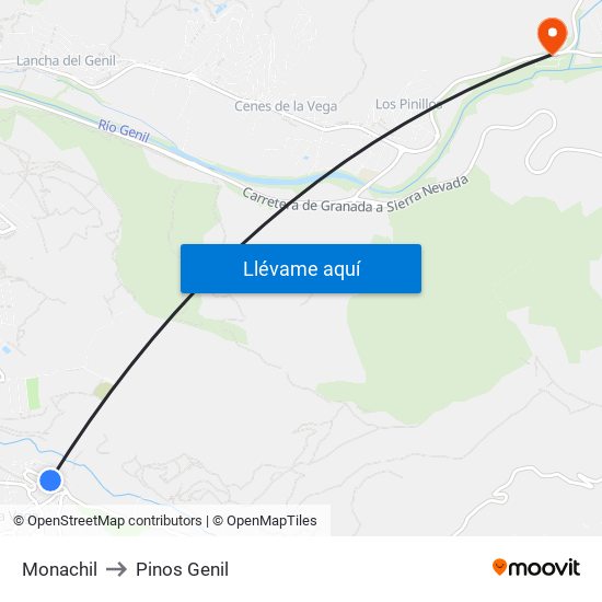 Monachil to Pinos Genil map