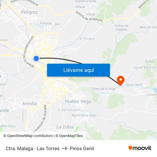 Ctra. Málaga - Las Torres to Pinos Genil map
