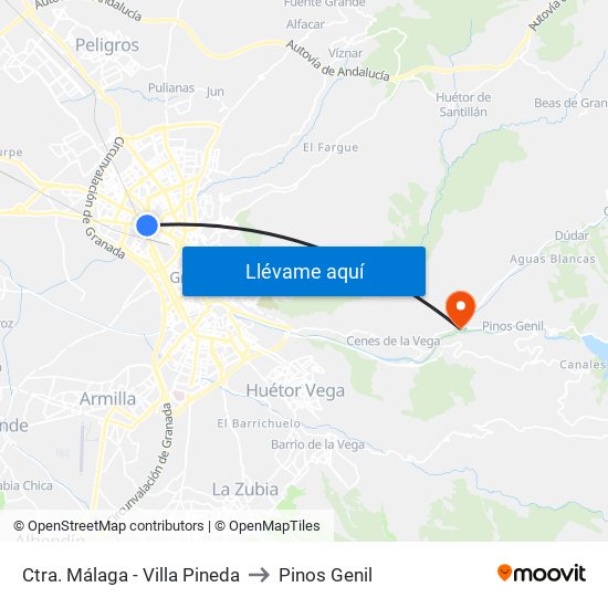 Ctra. Málaga - Villa Pineda to Pinos Genil map