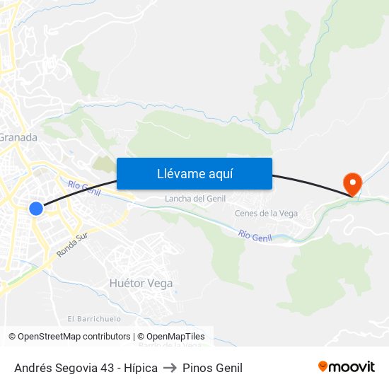 Andrés Segovia 43 - Hípica to Pinos Genil map