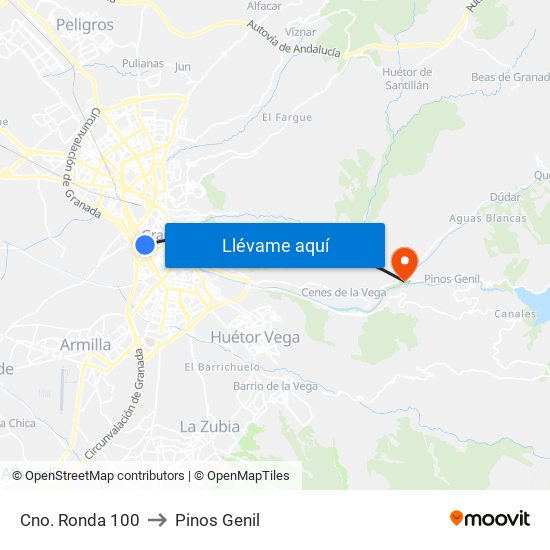 Cno. Ronda 100 to Pinos Genil map