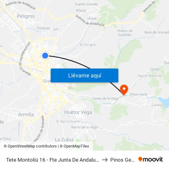Tete Montoliú 16 - Fte Junta De Andalucía to Pinos Genil map