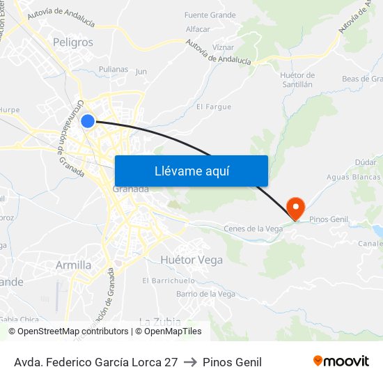 Avda. Federico García Lorca 27 to Pinos Genil map