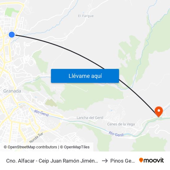 Cno. Alfacar - Ceip Juan Ramón Jiménez to Pinos Genil map