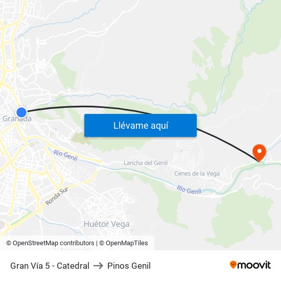 Gran Vía 5 - Catedral to Pinos Genil map