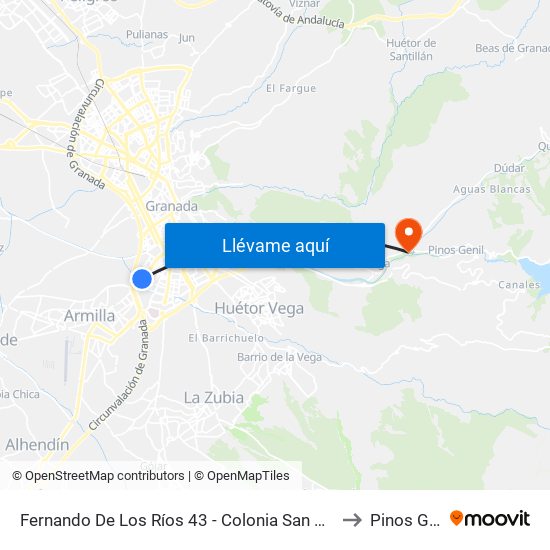 Fernando De Los Ríos 43 - Colonia San Sebastián to Pinos Genil map
