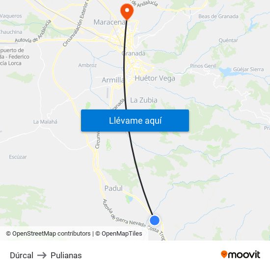 Dúrcal to Pulianas map