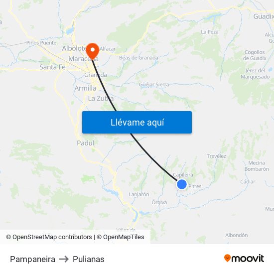 Pampaneira to Pulianas map