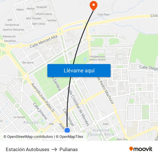 Estación Autobuses to Pulianas map