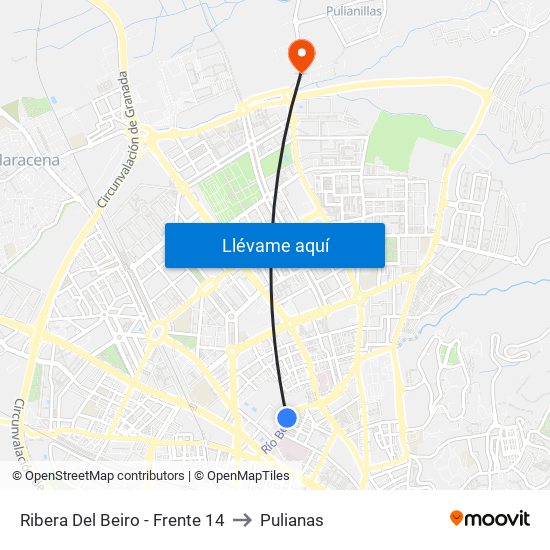 Ribera Del Beiro - Frente 14 to Pulianas map