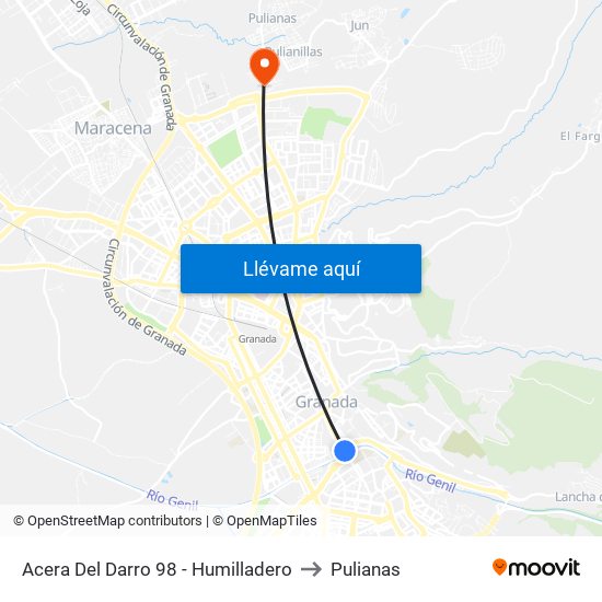 Acera Del Darro 98 - Humilladero to Pulianas map