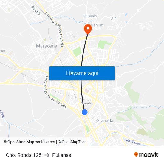 Cno. Ronda 125 to Pulianas map