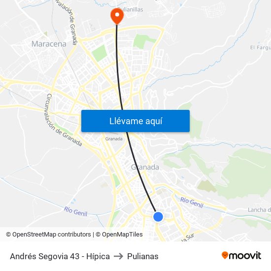 Andrés Segovia 43 - Hípica to Pulianas map
