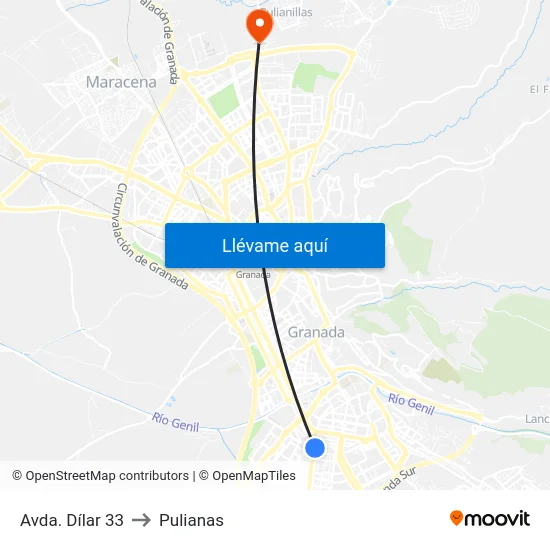 Avda. Dílar 33 to Pulianas map