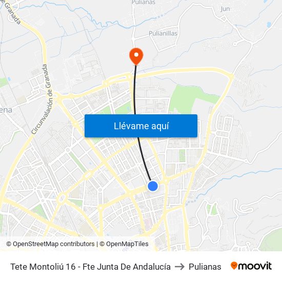 Tete Montoliú 16 - Fte Junta De Andalucía to Pulianas map