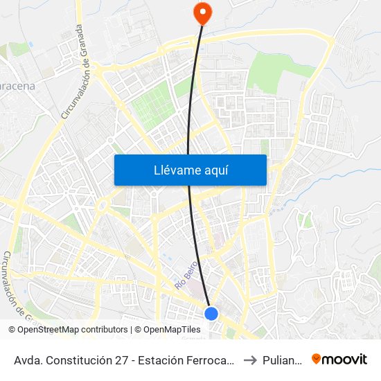 Avda. Constitución 27 - Estación Ferrocarril to Pulianas map