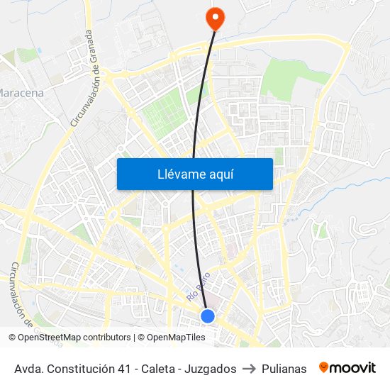 Avda. Constitución 41 - Caleta - Juzgados to Pulianas map