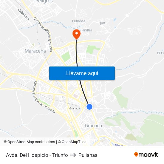 Avda. Del Hospicio - Triunfo to Pulianas map