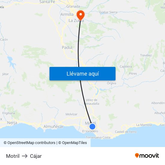 Motril to Cájar map