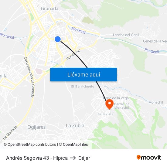 Andrés Segovia 43 - Hípica to Cájar map