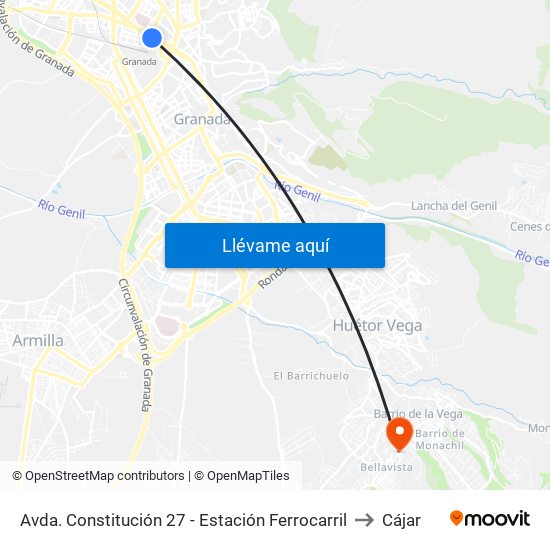 Avda. Constitución 27 - Estación Ferrocarril to Cájar map