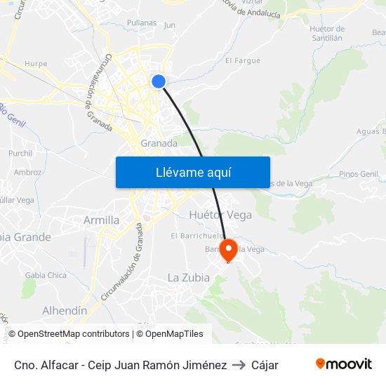 Cno. Alfacar - Ceip Juan Ramón Jiménez to Cájar map