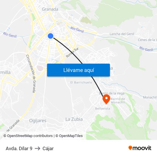 Avda. Dílar 9 to Cájar map