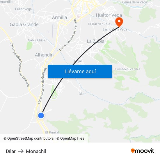 Dílar to Monachil map
