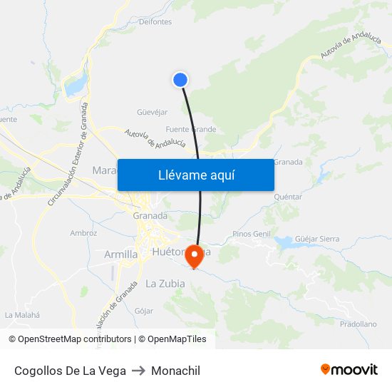 Cogollos De La Vega to Monachil map